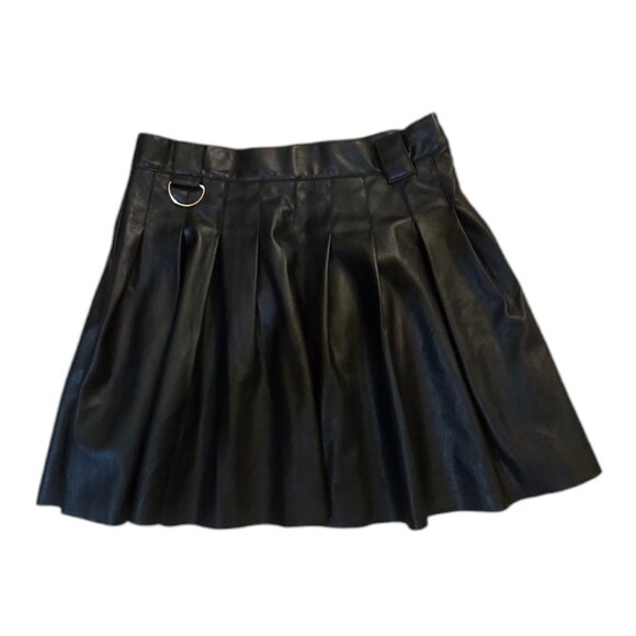 BERSHKA Faux Leather Pleated Mini Skirt sz M - Picture 5 of 7